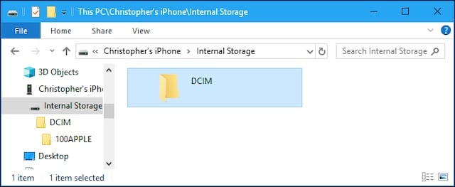 iPhone DCIM-Ordner auf dem Computer