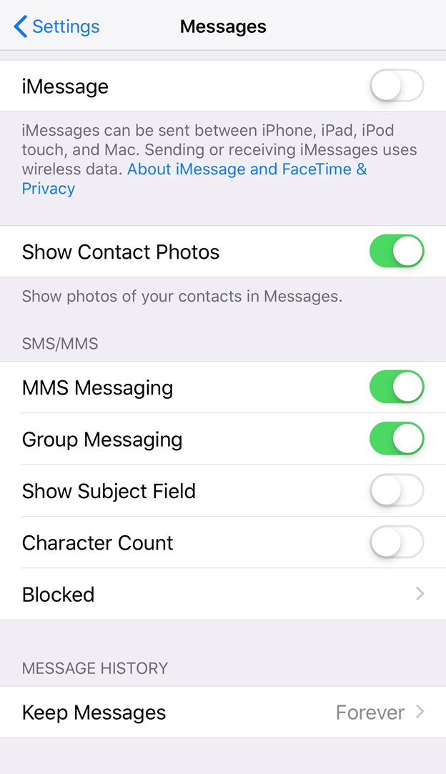 Überprüfen Sie die Nachrichteneinstellungen, um zu beheben, dass das iPhone keine SMS von Android empfängt
