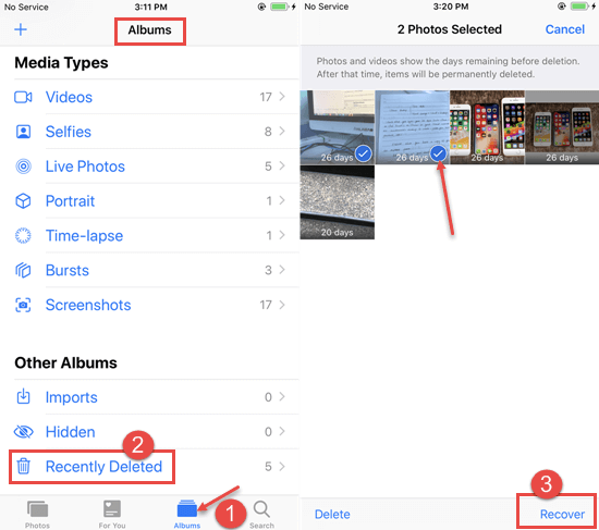 Finden Sie kürzlich gelöschte Fotos auf iOS mithilfe eines kürzlich gelöschten Albums