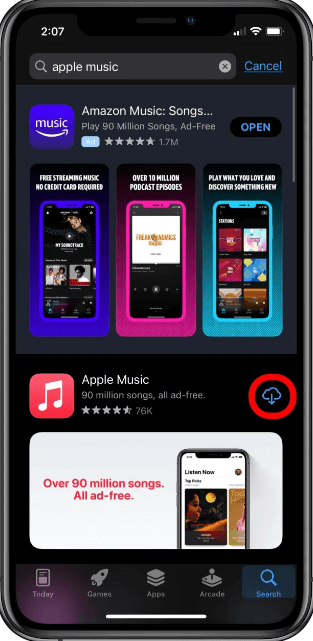 Installieren Sie Ihre Musik-App über den App Store erneut