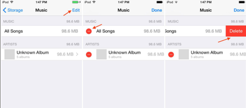 Löschen Sie Musik vom iPod mithilfe der Einstellungen Ihres iPods