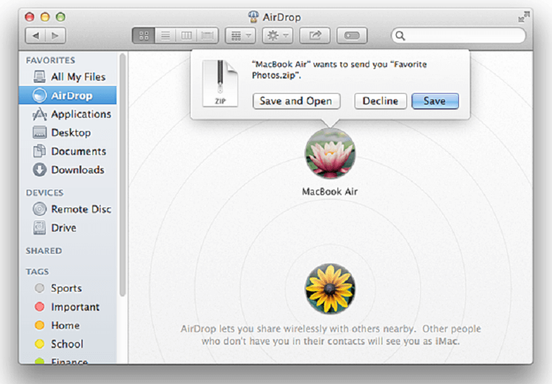 Airdrop auf Mac Dateien empfangen