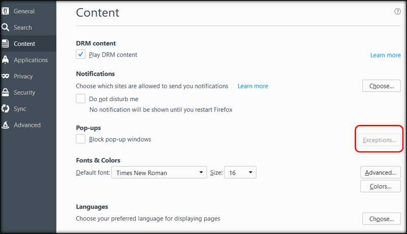 Popups auf Mac Firefox zulassen