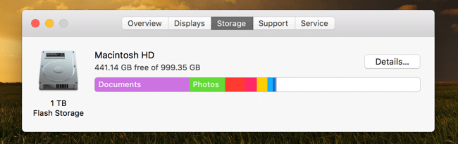 Überprüfen Sie den verfügbaren Speicherplatz auf dem Mac Flash-Speicher