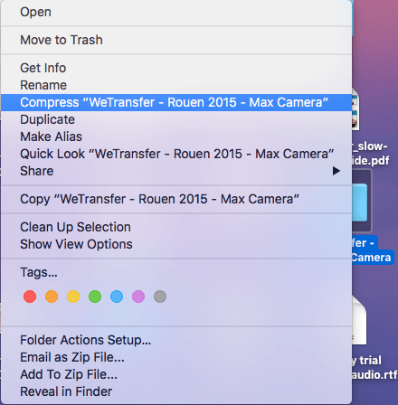 Erstellen Sie eine ZIP-Datei auf der Mac-Kompressionsdatei