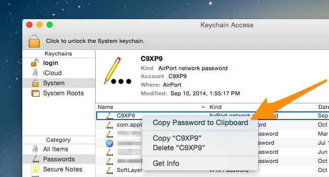 So finden Sie das Wifi-Passwort auf dem Mac Copy Password