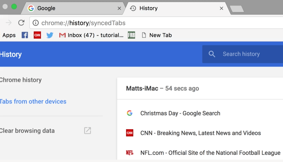 So zeigen Sie den Verlauf auf Mac Chrome an