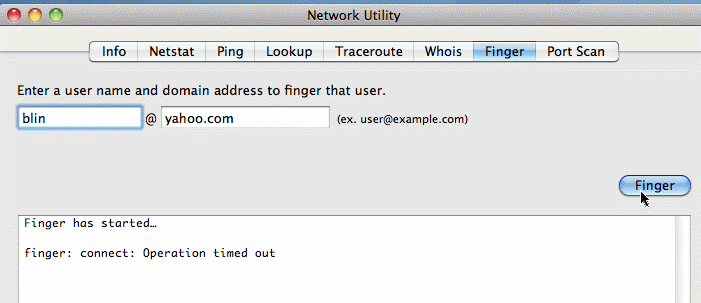 Netzwerkdienstprogramm Mac Finger