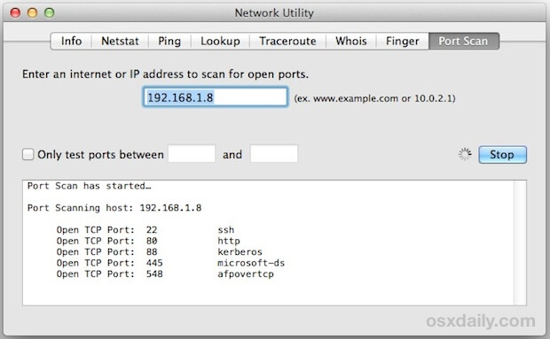 Netzwerk-Dienstprogramm Mac Port Scan
