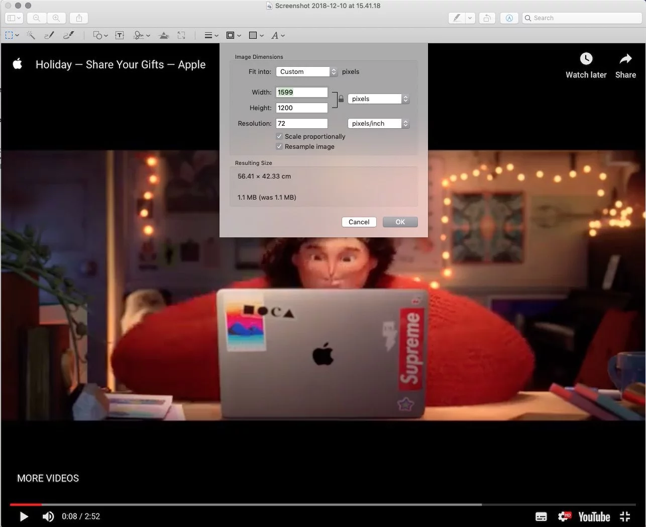 Vorschau der Bildgröße ändern