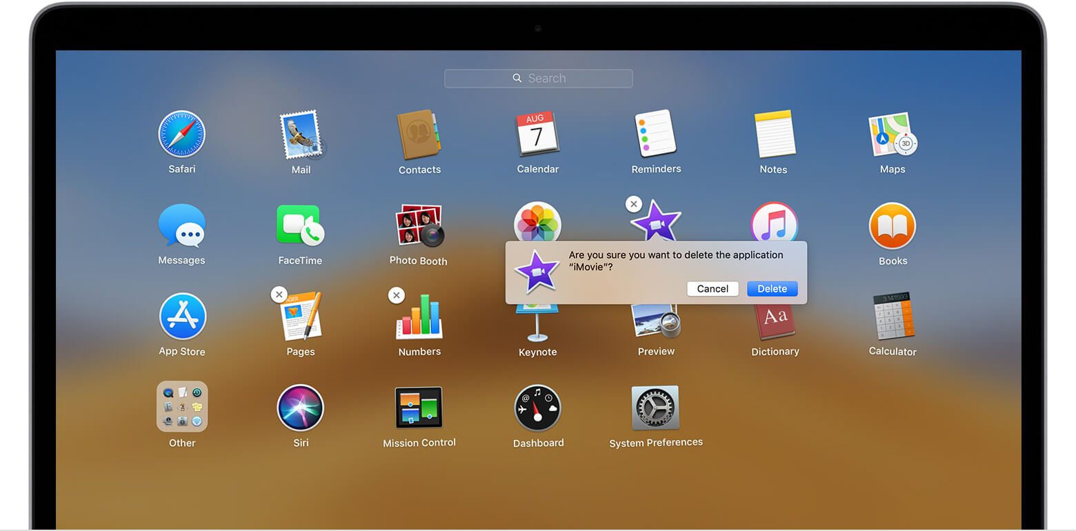 Deinstallieren Sie Apps auf dem Mac Launchpad