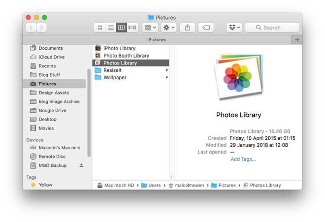 Wo werden Fotos in der Mac Photos Library gespeichert?