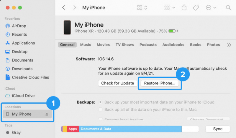 Stellen Sie kürzlich gelöschte Nachrichten vom iPhone mit dem Finder wieder her