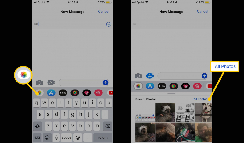 Verwenden von Nachrichten zum Senden eines im iPhone gespeicherten GIF