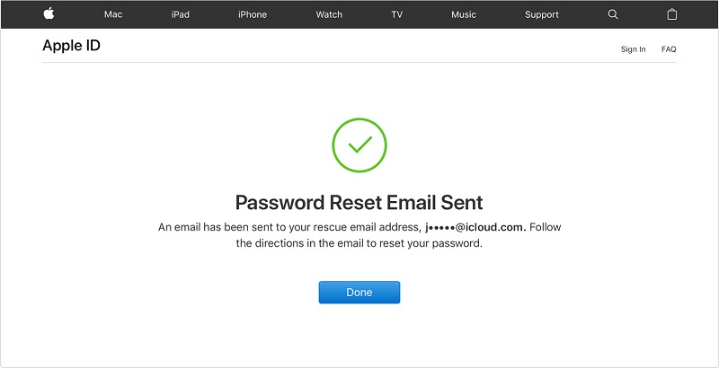 Holen Sie sich eine E-Mail zur Wiederherstellung des Passworts, um das Apple iTunes-Passwort wiederherzustellen