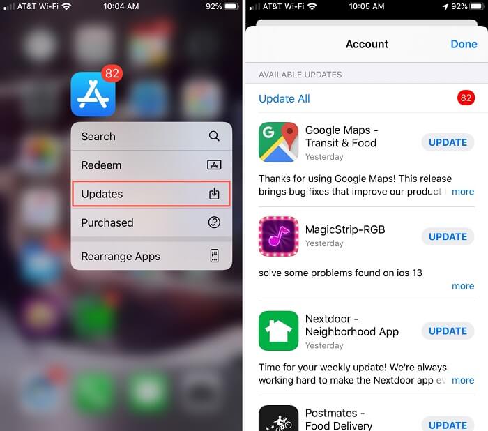 Aktualisieren Sie Apps, um das iPhone zu aktualisieren