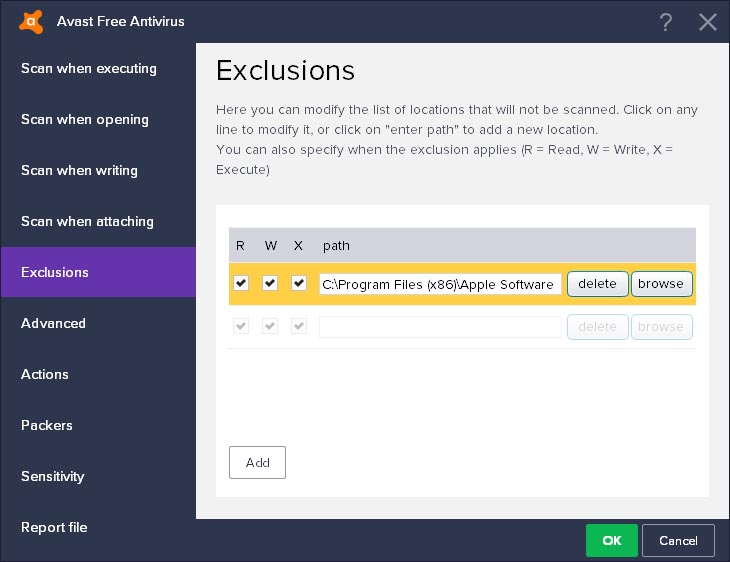 Ausschluss zu Dateien in Avast Antivirus hinzufügen