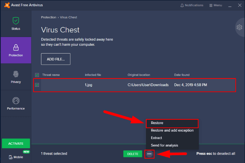 Fix Avast kann Dateifehler nicht über die Taskleiste wiederherstellen