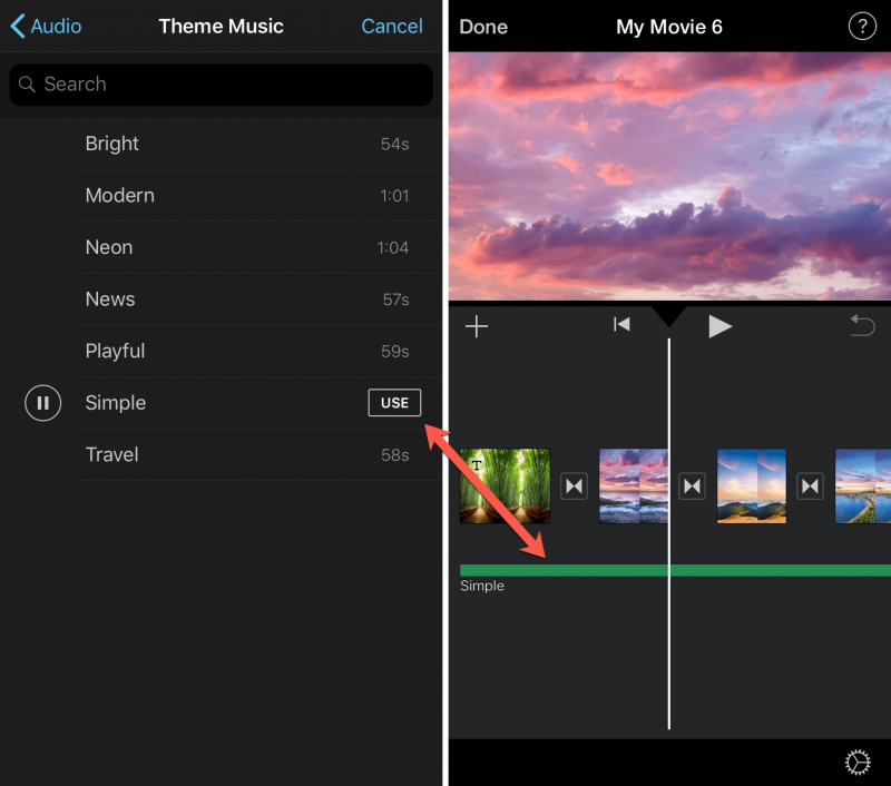 Mit iMovie Musik zur Video-App auf Ihrem iOS-Gerät hinzufügen Device