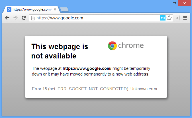 Chrome stellt keine Verbindung zum Internet her