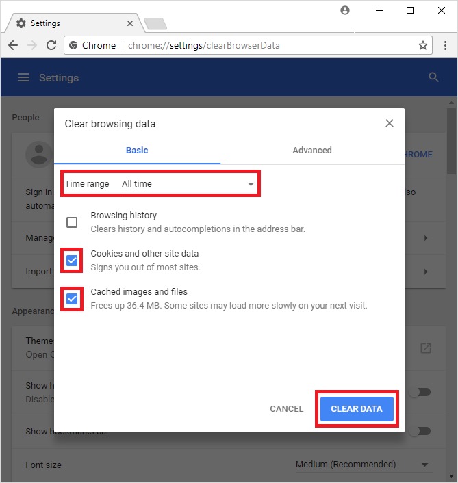 Löschen Sie den Browser-Cache, um das Problem mit der Nichtverfügbarkeit von Google Meet zu beheben