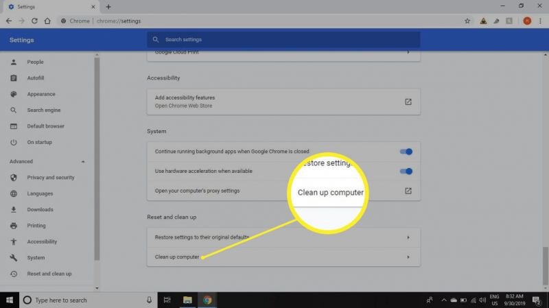 Führen Sie die Bereinigung aus, um den Chrome-Download bei 0 Pfund zu beheben