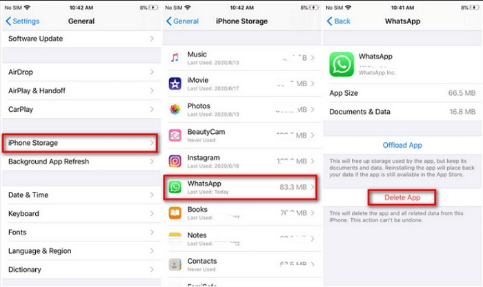 So löschen Sie WhatsApp-Caches auf dem iPhone mithilfe der Einstellungen Ihres iPhones
