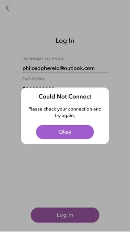 Snapchat kann keine Verbindung zum Netzwerk herstellen