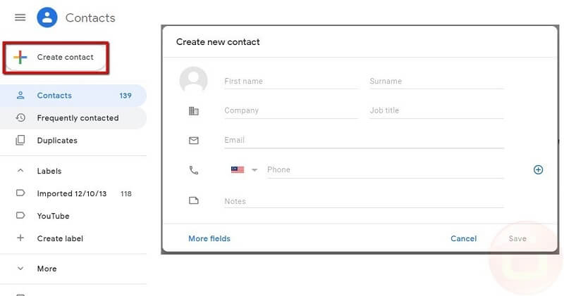 Erstellen Sie Google Mail-Kontakte