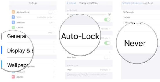 Deaktivieren Sie die automatische Sperrfunktion, um kürzlich gelöschte Fotos auf dem iPhone zu reparieren, die nicht gelöscht werden