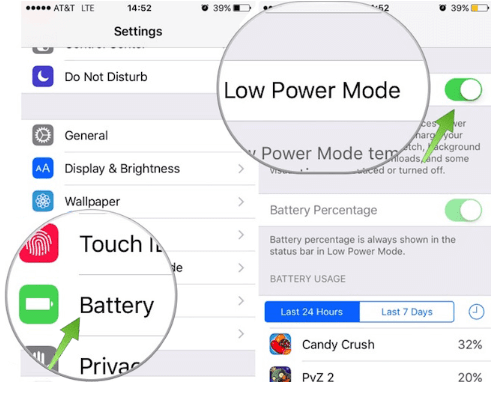 Deaktivieren Sie den Energiesparmodus, um kürzlich gelöschte Fotos auf dem iPhone zu reparieren, die nicht gelöscht werden