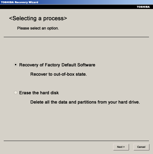 Toshiba Satellite-Wiederherstellung über die Wiederherstellungspartitionsmethode