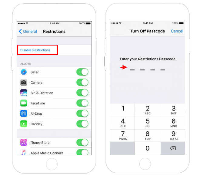 Deaktivieren Sie den eingeschränkten Modus für iOS 11 und niedriger
