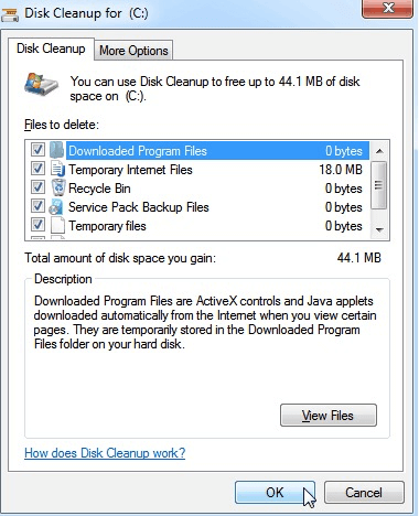 Löschen Sie temporäre Dateien in Windows 10 über die Datenträgerbereinigung