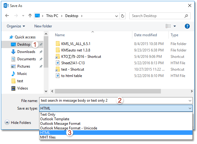 Outlook-E-Mail in HTML-Datei exportieren