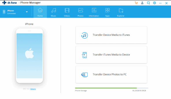 Top 5 iPhone-zu-PC-Datenübertragungstools: Dr.Fone Telefon-Manager (iOS)