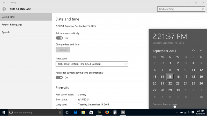 So ändern Sie die Uhrzeit unter Windows 10 über die Taskleiste