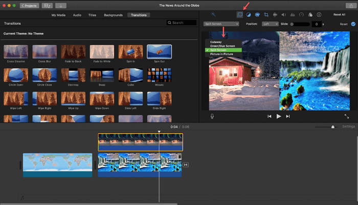 Erstellen Sie einen Split-Screen-Clip mit iMovie