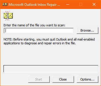 Öffnen Sie das Tool zum Reparieren des Posteingangs, um den Fehler bei keiner Outlook-Datendatei zu beheben