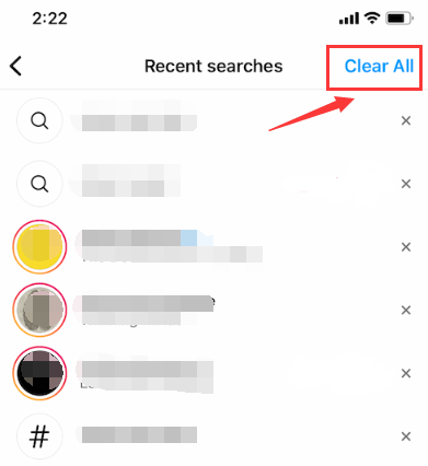 Löschen Sie alle letzten Suchanfragen auf Instagram