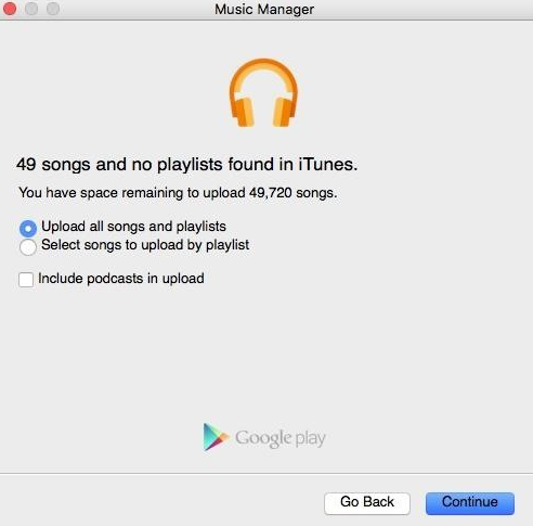 Songs zum Google Play Music Manager hochladen