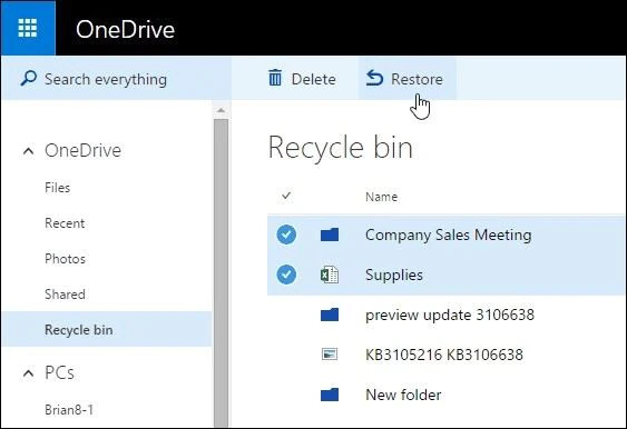 Stellen Sie Dateien aus dem OneDrive-Papierkorb wieder her