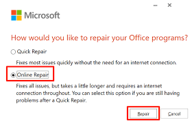 Reparieren Sie Ihre MS Office Suite, um den Fehler Outlook reagiert nicht zu beheben