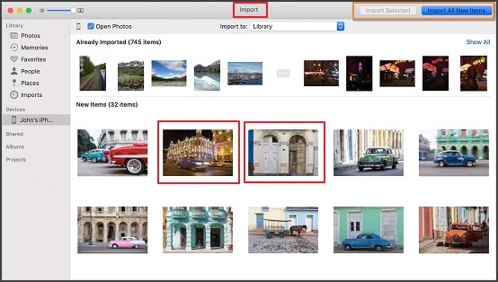 Übertragen Sie Fotos mit einem Lightning-USB-Kabel von iPhoto auf das iPhone