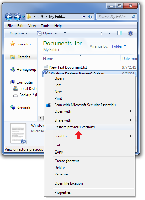 Stellen Sie die vorherige Version wieder her, um Windows 7 wiederherzustellen