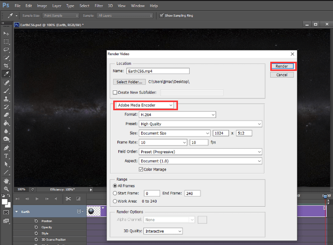 So exportieren Sie ein bearbeitetes Video in Photoshop