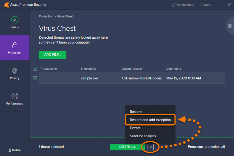 Fix Avast kann Dateifehler nicht wiederherstellen, indem Virus Chest erneut geöffnet wird