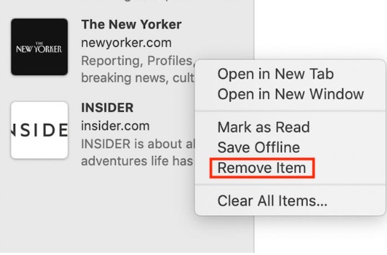 So löschen Sie Elemente in der Leseliste von Safari auf dem Mac