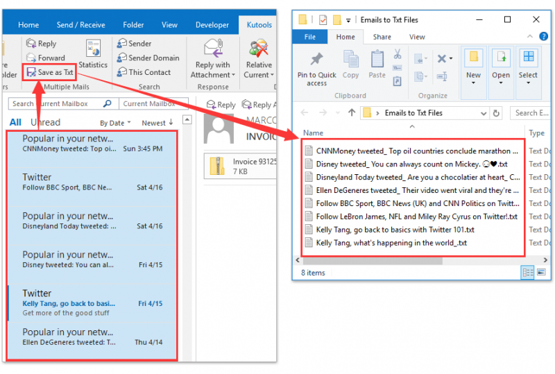 Outlook-E-Mail in Textdatei exportieren