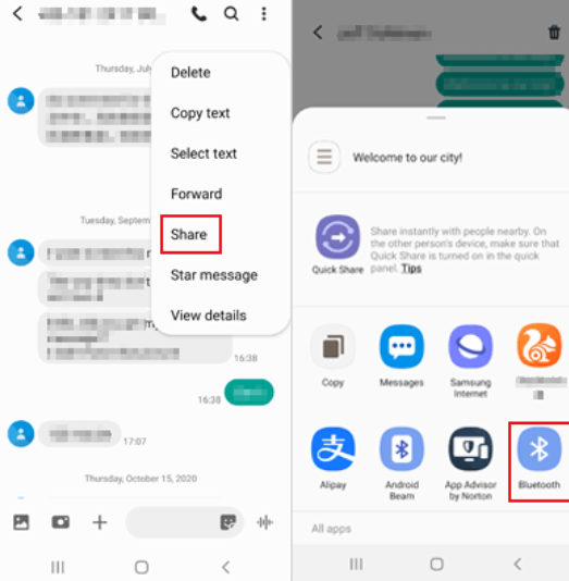 Verwenden Sie Bluetooth, um Textnachrichten zu übertragen